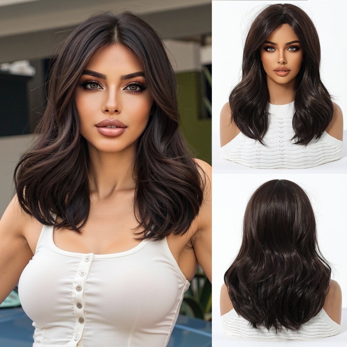 Dark Chocolate Brown Wig - MARKETPLACE | Brown, Fringe, Synthetic Hair | Milk &amp; Honey Wigs