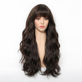 Dark Chocolate Wavy Wig with Full Fringe - MARKETPLACE | Brown, Fringe, Synthetic Hair | Milk & Honey Wigs