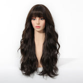 Dark Chocolate Wavy Wig with Full Fringe - MARKETPLACE | Brown, Fringe, Synthetic Hair | Milk & Honey Wigs
