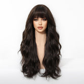 Dark Chocolate Wavy Wig with Full Fringe - MARKETPLACE | Brown, Fringe, Synthetic Hair | Milk & Honey Wigs