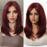 Deep Burgundy Red Layers Wig - MARKETPLACE | Red, Fringe, Synthetic Hair | Milk & Honey Wigs