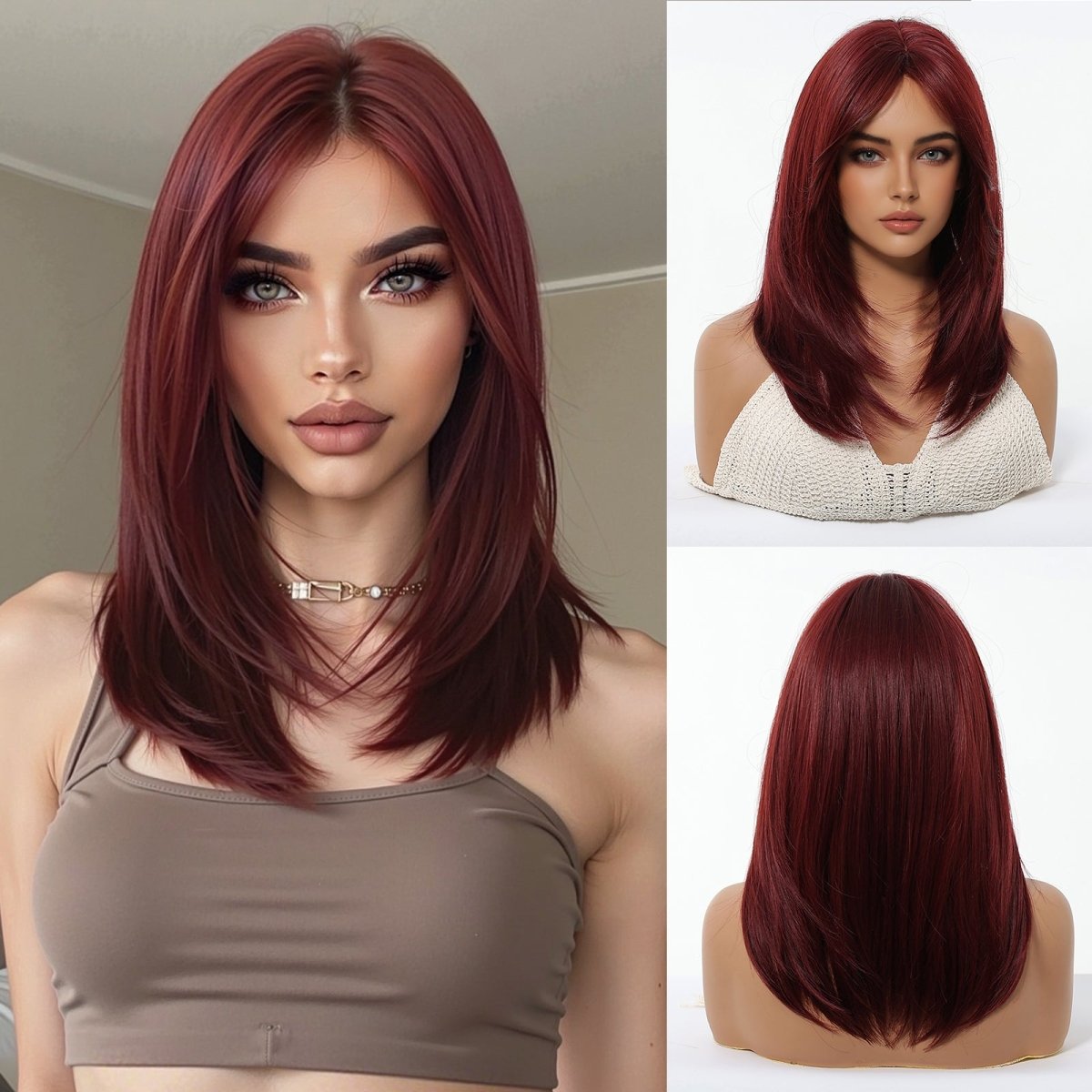 Deep Burgundy Red Layers Wig - MARKETPLACE | Red, Fringe, Synthetic Hair | Milk &amp; Honey Wigs