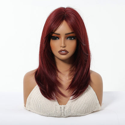 Deep Burgundy Red Layers Deep Burgundy Red synthetic layered lace front wig | Milk &amp; Honey Wigs