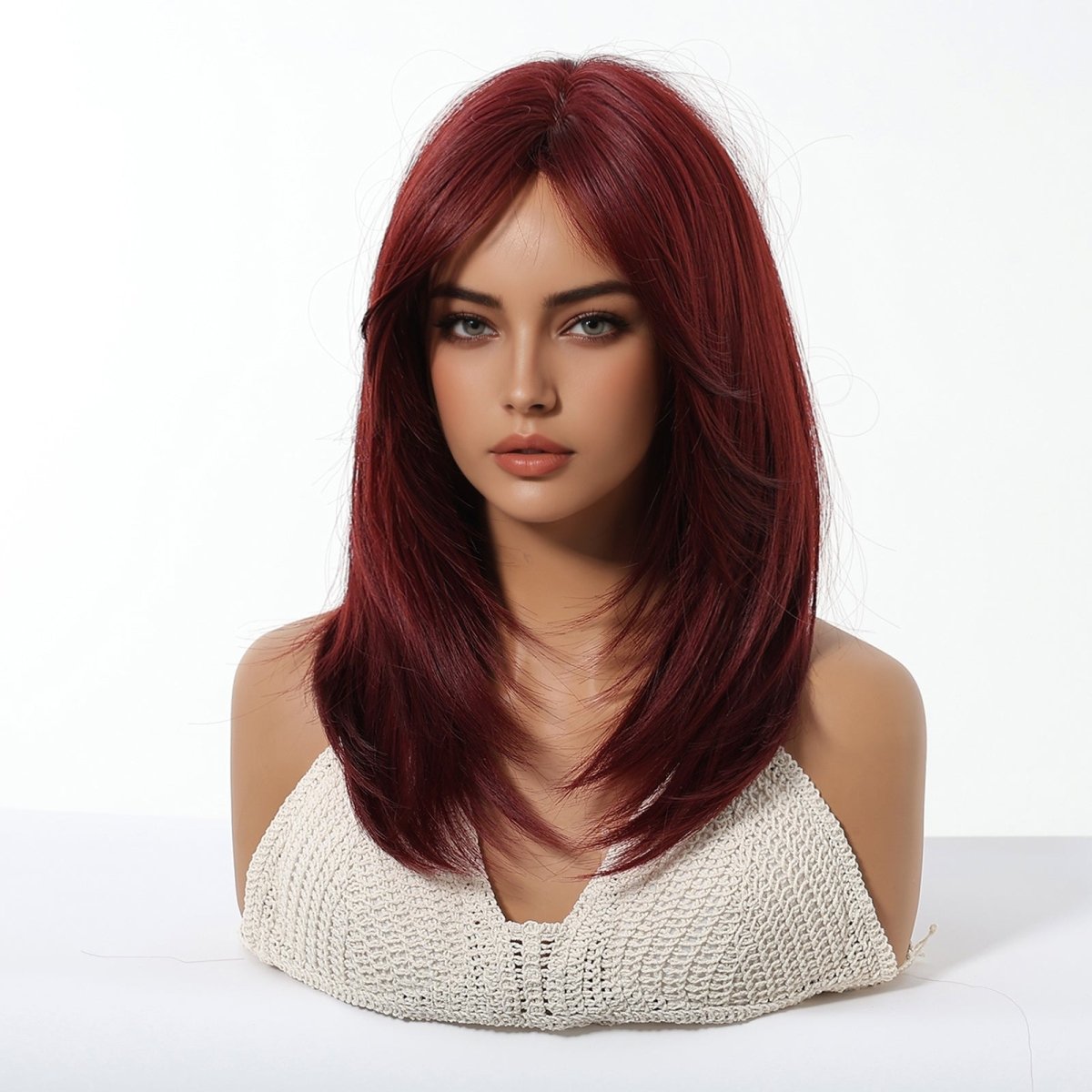Deep Burgundy Red Layers Wig - MARKETPLACE | Red, Fringe, Synthetic Hair | Milk &amp; Honey Wigs