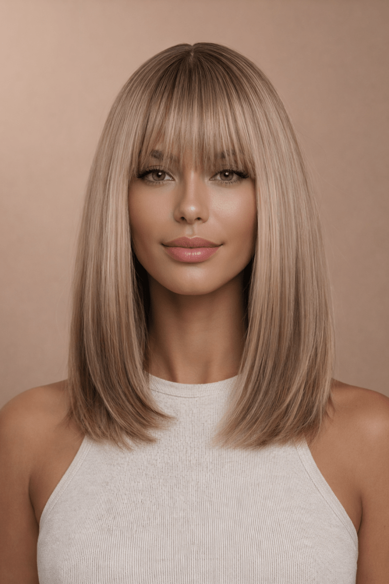 DENISE - Ombre Brown - Fringe Wig | Brown, 12 Inch &amp; Shorter, Fringe, Synthetic Hair | Milk &amp; Honey Wigs