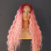 DREW - Ombre Pink - Lace Front Wig | Pink, 26 Inch, T-Part Lace Front, Synthetic Hair | Milk & Honey Wigs