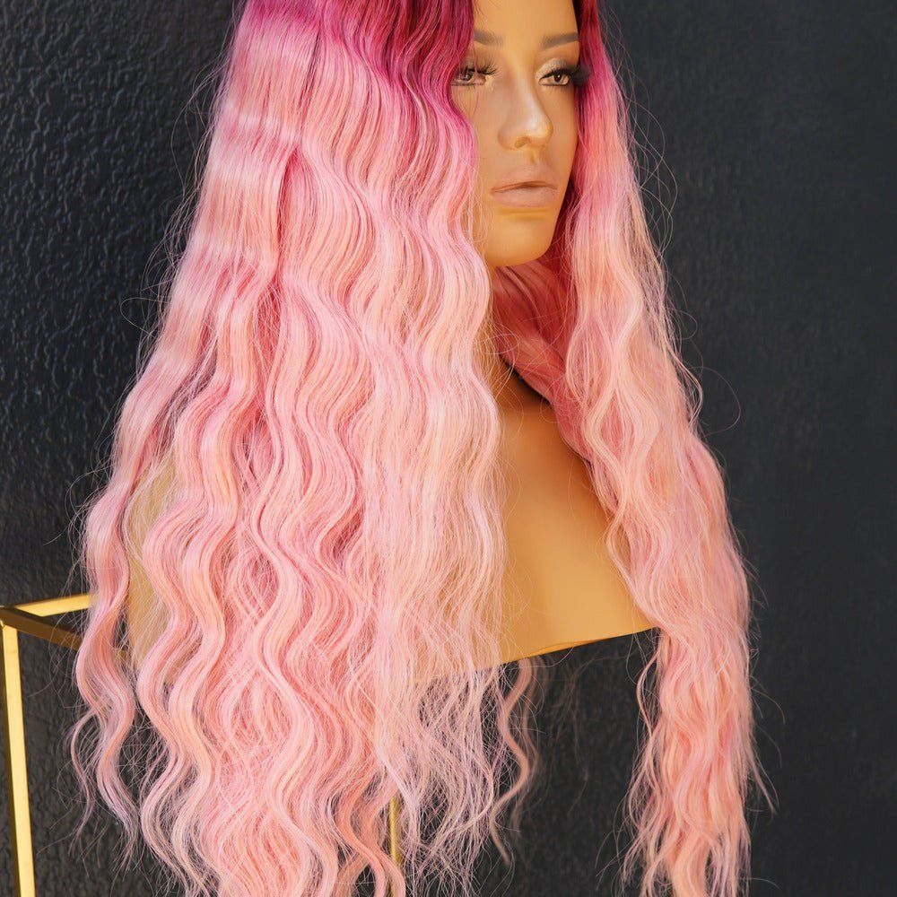 DREW - Ombre Pink - Lace Front Wig | Pink, 26 Inch, T-Part Lace Front, Synthetic Hair | Milk &amp; Honey Wigs