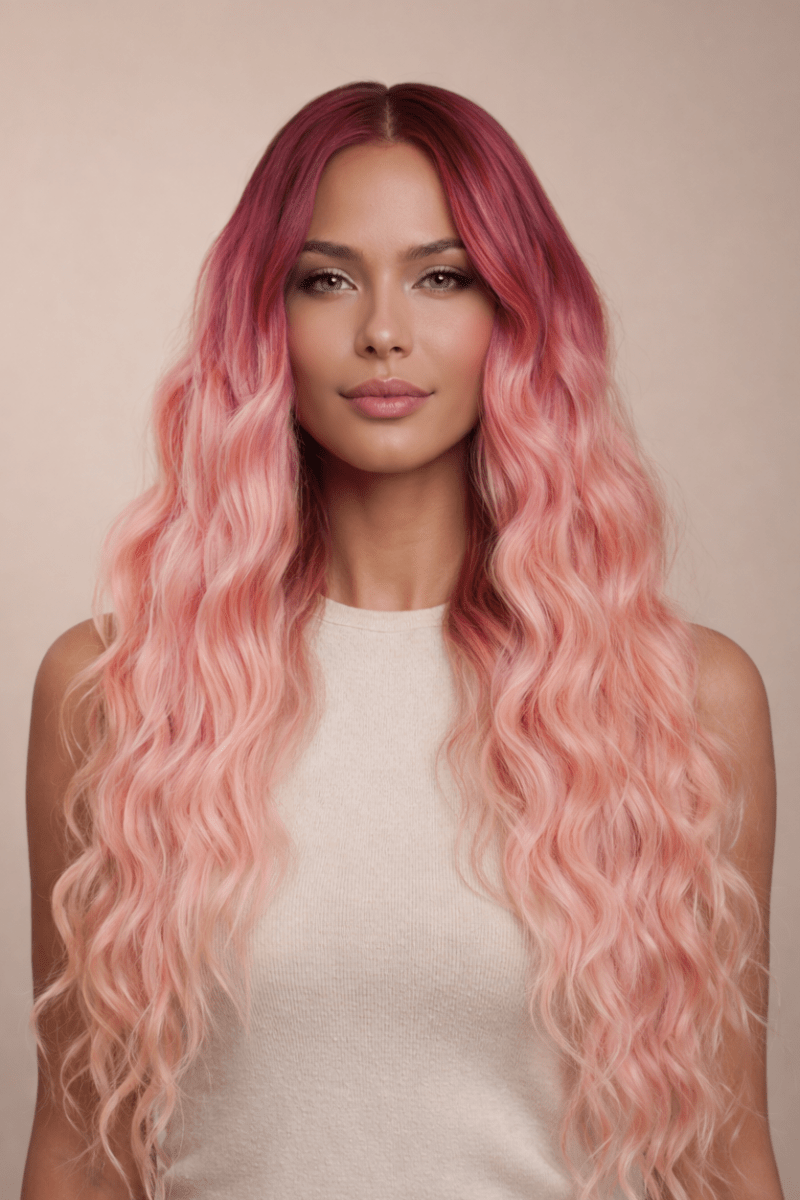 DREW - Ombre Pink - Lace Front Wig | Pink, 26 Inch, T-Part Lace Front, Synthetic Hair | Milk &amp; Honey Wigs