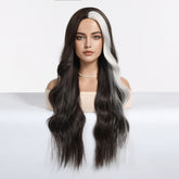 Ebony Waves with Front Platinum Highlights  Wig - MARKETPLACE | Black, Fringe, Synthetic Hair | Milk & Honey Wigs