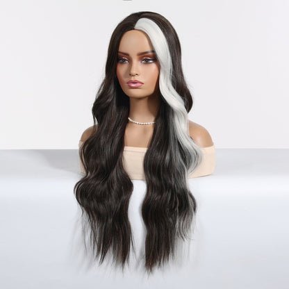 Ebony Waves Front Platinum Highlights Wig platinum synthetic wavy lace front wig | Milk &amp; Honey Wigs