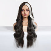 Ebony Waves with Front Platinum Highlights  Wig - MARKETPLACE | Black, Fringe, Synthetic Hair | Milk & Honey Wigs