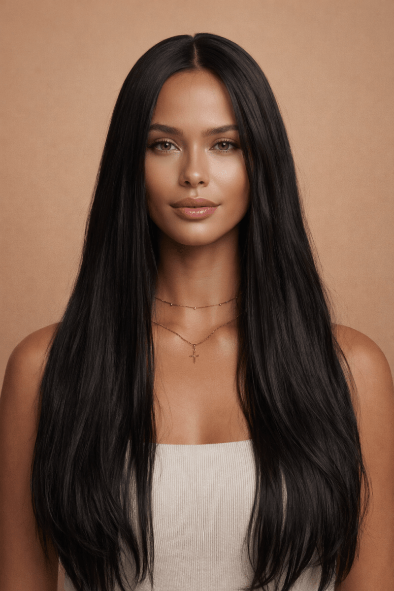 EMMA - Black - Lace Front Wig | Black, 28 Inch+, T-Part Lace Front, Synthetic Hair | Milk &amp; Honey Wigs