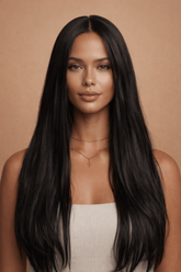 EMMA - Black - Lace Front Wig | Black, 28 Inch+, T-Part Lace Front, Synthetic Hair | Milk & Honey Wigs