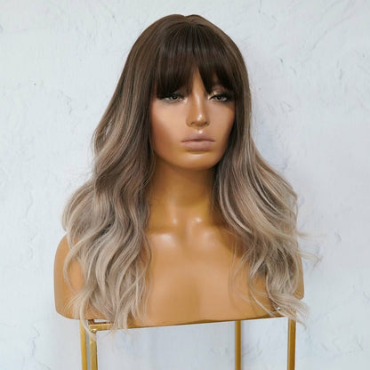 ERIN brown ombre synthetic natural wave fringe wig | Milk &amp; Honey Wigs