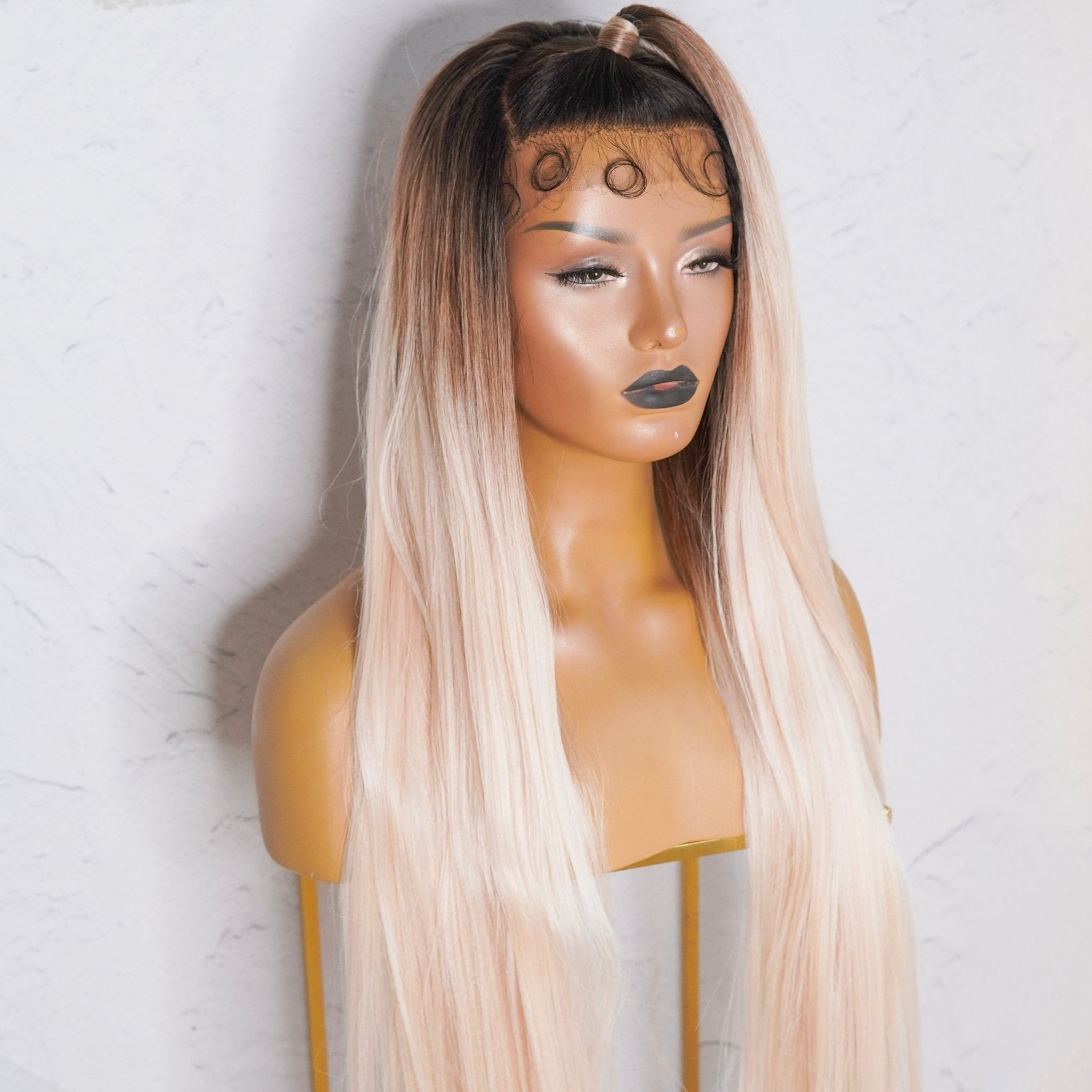 ESTELLE - Brown Ombre - Lace Front Wig | Blonde, 28 Inch+, 13x4 Lace Front, Synthetic Hair | Milk &amp; Honey Wigs