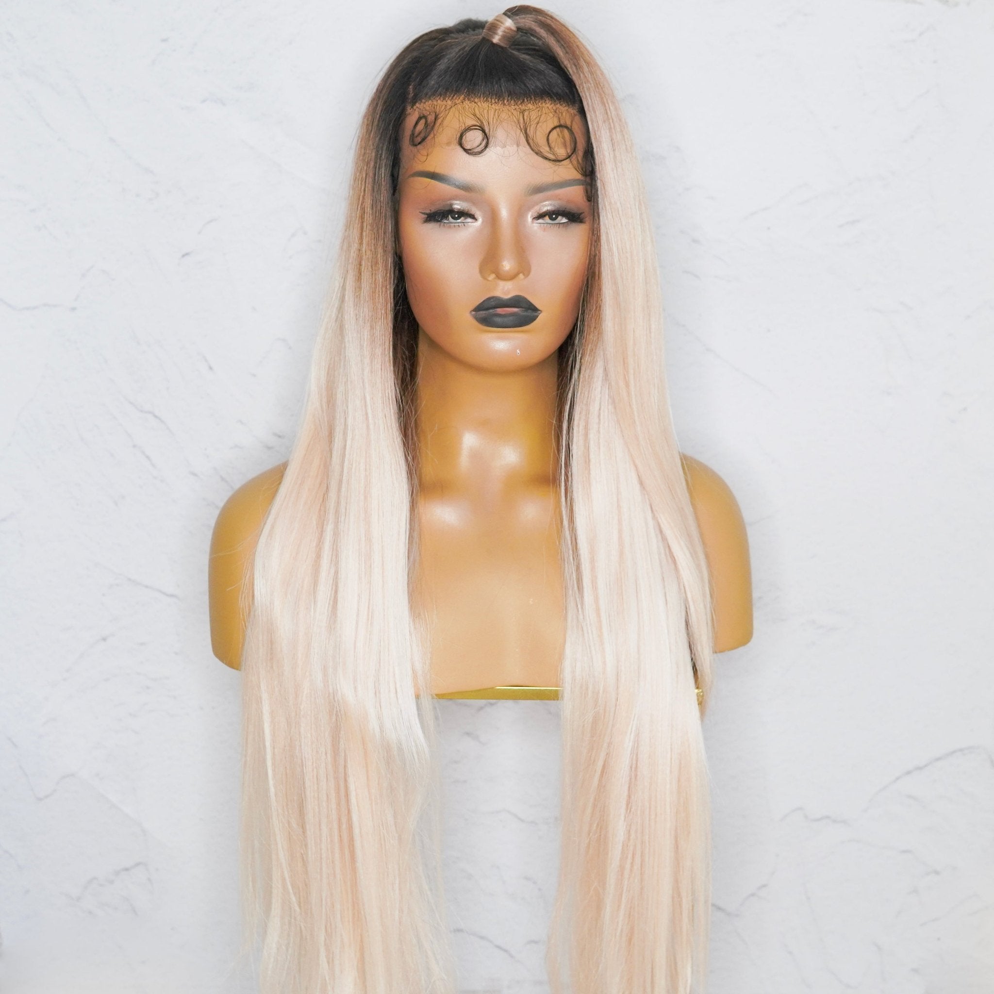 ESTELLE - Brown Ombre - Lace Front Wig | Blonde, 28 Inch+, 13x4 Lace Front, Synthetic Hair | Milk &amp; Honey Wigs