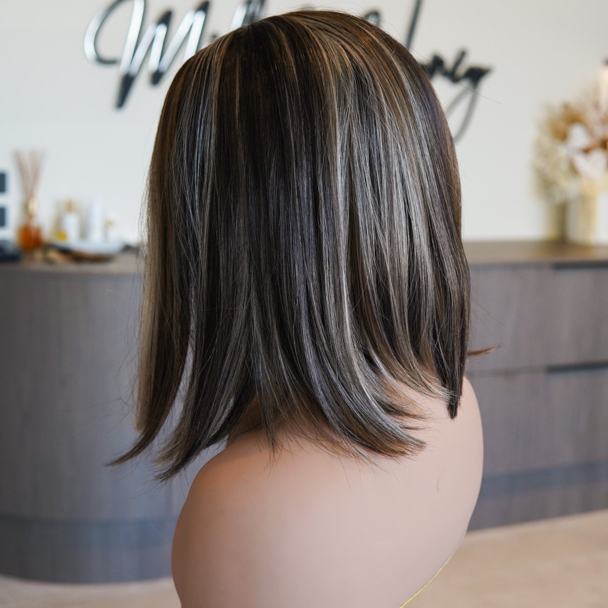 ESTER - Brown Lowlights - Lace Front Wig | Brown, 12 Inch &amp; Shorter, 13x6 Lace Front, Synthetic Hair | Milk &amp; Honey Wigs