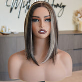 ESTER - Brown Lowlights - Lace Front Wig | Brown, 12 Inch & Shorter, 13x6 Lace Front, Synthetic Hair | Milk & Honey Wigs
