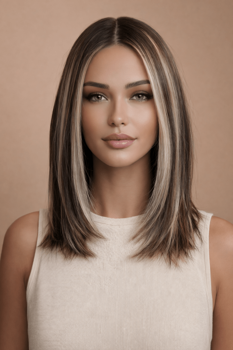 ESTER - Brown Lowlights - Lace Front Wig | Brown, 12 Inch &amp; Shorter, 13x6 Lace Front, Synthetic Hair | Milk &amp; Honey Wigs