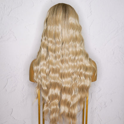 EVADNE ombre blonde synthetic natural wave lace front wig | Milk &amp; Honey Wigs