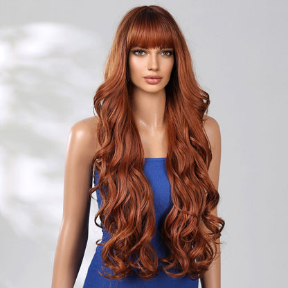 Extra Long Ginger synthetic wavy fringe wig | Milk &amp; Honey Wigs