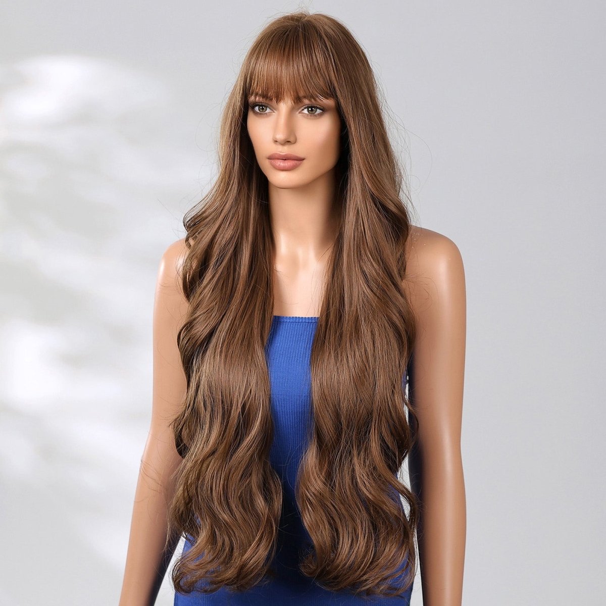 Extra Long Medium Brown Wavy Fringe Wig - MARKETPLACE | Brown, Fringe, Synthetic Hair | Milk &amp; Honey Wigs