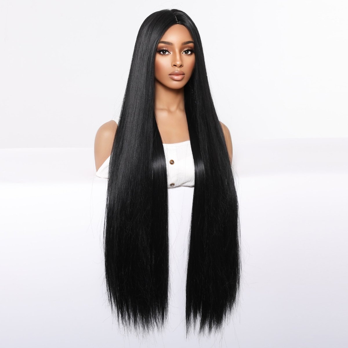 Extra Long Sleek Black Wig - MARKETPLACE | Black, Fringe, Synthetic Hair | Milk &amp; Honey Wigs