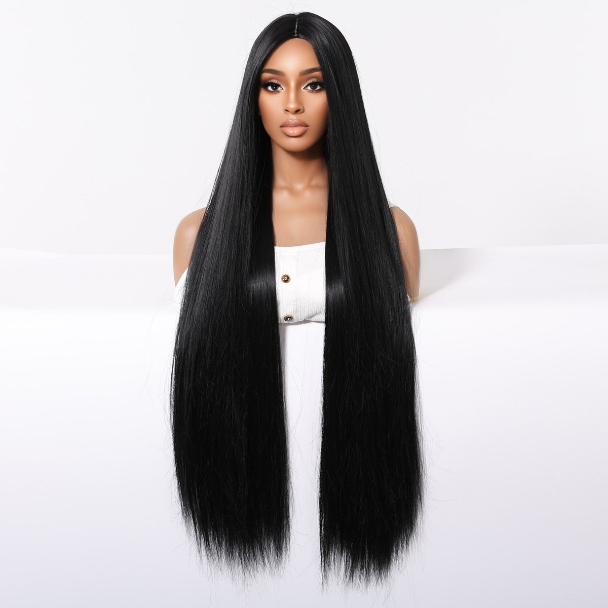 Extra Long Sleek Black Wig - MARKETPLACE | Black, Fringe, Synthetic Hair | Milk &amp; Honey Wigs