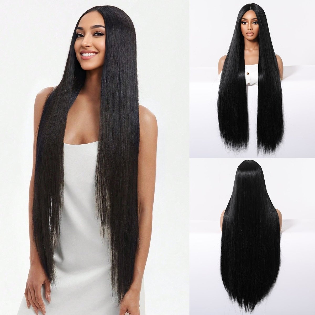 Extra Long Sleek Black Wig - MARKETPLACE | Black, Fringe, Synthetic Hair | Milk &amp; Honey Wigs
