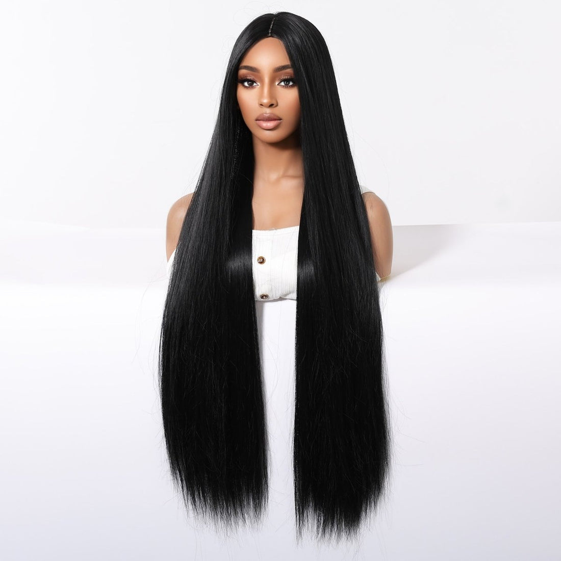 Extra Long Sleek Black Wig - MARKETPLACE | Black, Fringe, Synthetic Hair | Milk &amp; Honey Wigs
