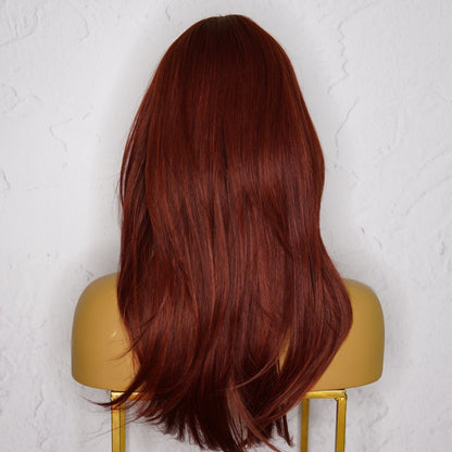 FALLON red synthetic loose wave fringe wig | Milk &amp; Honey Wigs