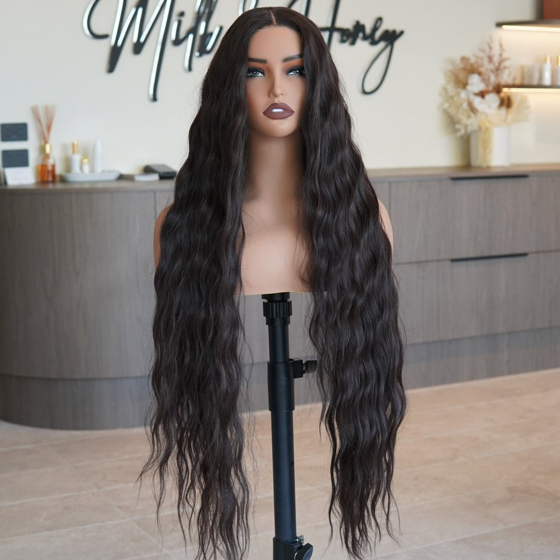 FAYE - Long Dark Brown - Lace Front Wig | Brown, 28 Inch+, T-Part Lace Front, Synthetic Hair | Milk &amp; Honey Wigs