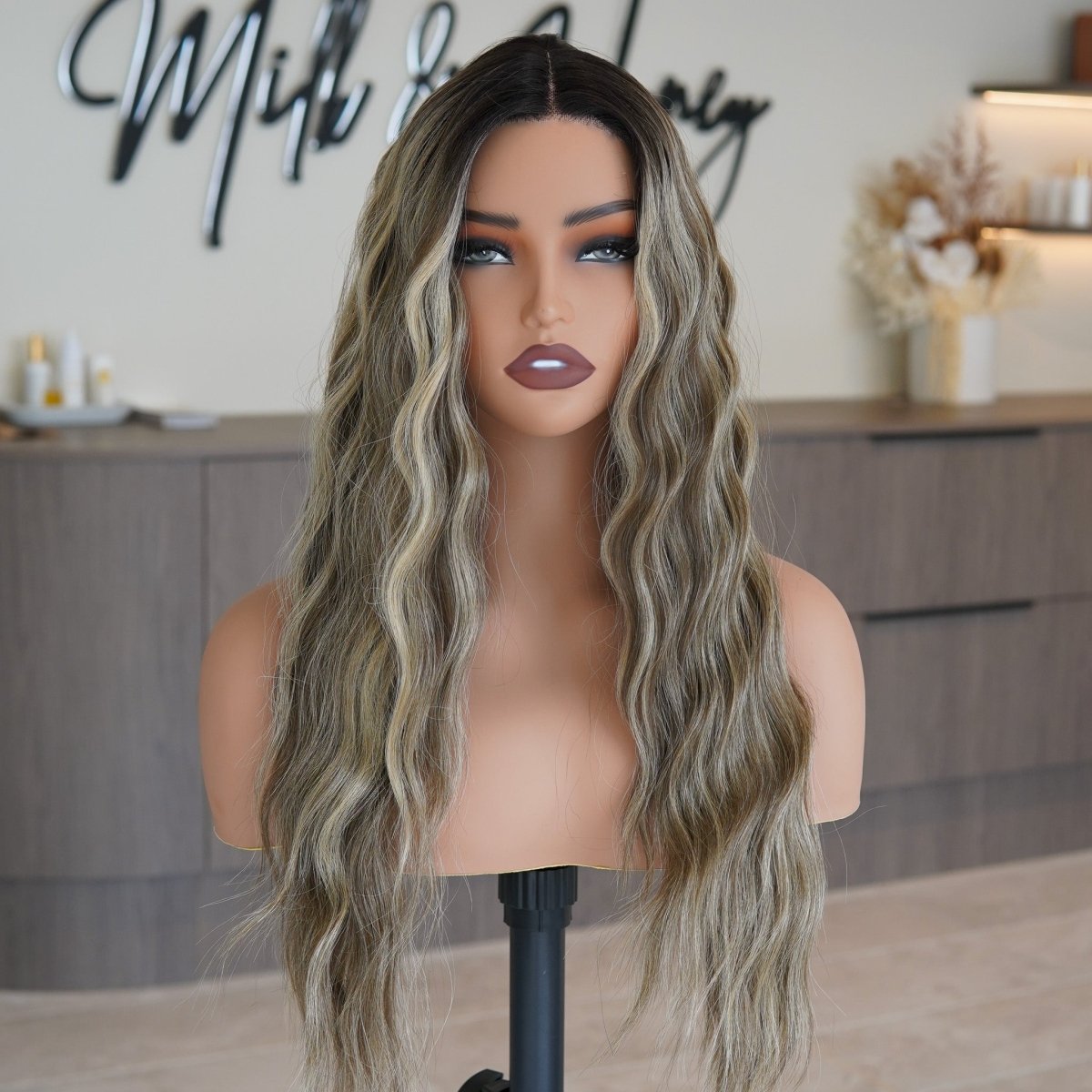 FAYE - Mocha - Lace Front Wig | Brown, 22 Inch, T-Part Lace Front, Synthetic Hair | Milk &amp; Honey Wigs
