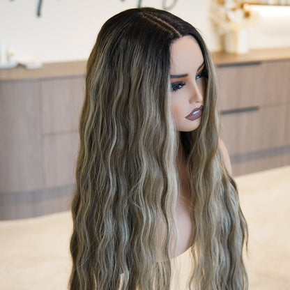 FAYE - Long Mocha - Lace Front Wig | Brown, 28 Inch+, T-Part Lace Front, Synthetic Hair | Milk &amp; Honey Wigs