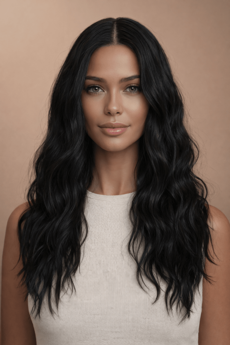 FAYE - Natural Black - Lace Front Wig | Black, 22 Inch, T-Part Lace Front, Synthetic Hair | Milk &amp; Honey Wigs