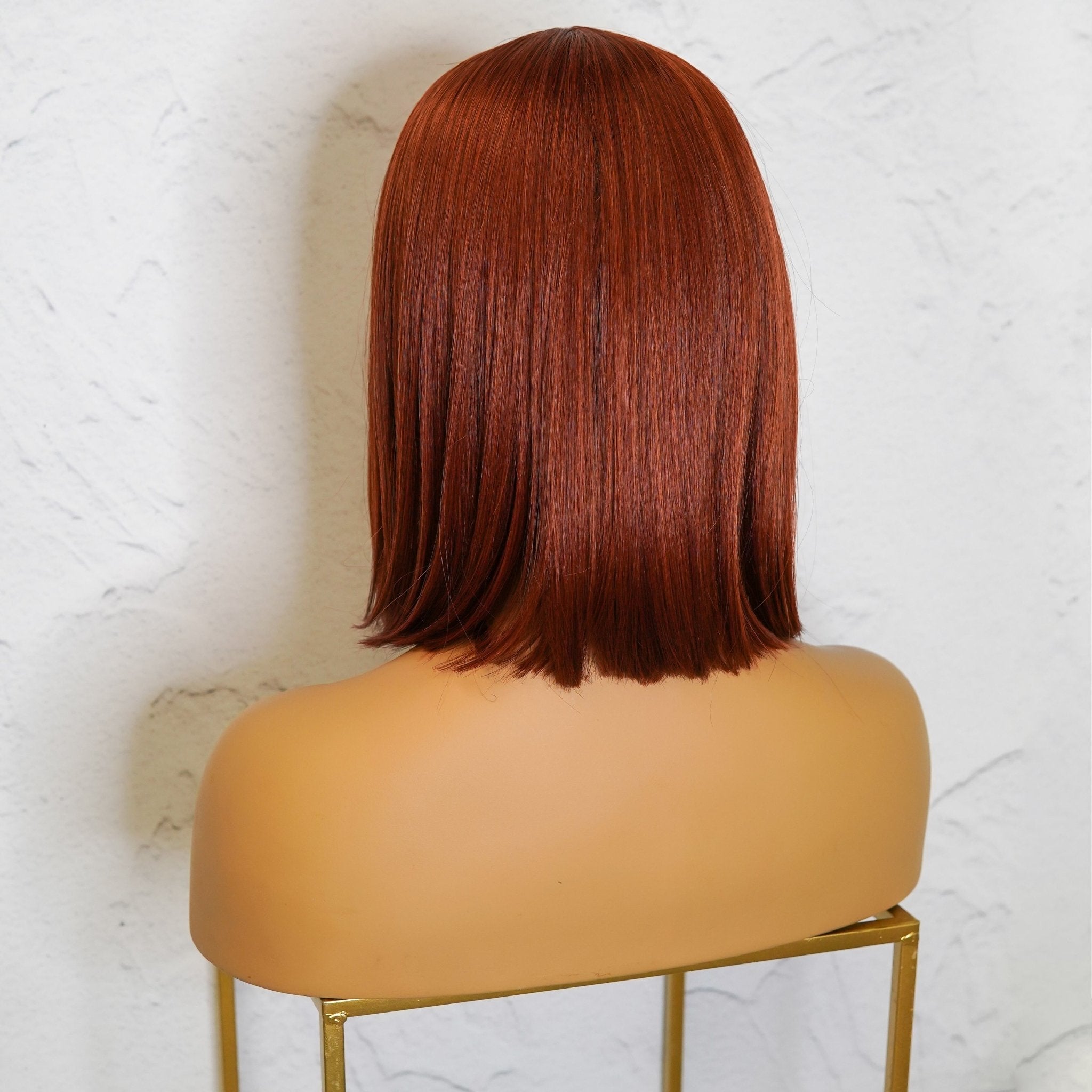 FRANKIE - Auburn - Lace Front Wig | Ginger, 14 Inch, T-Part Lace Front, Synthetic Hair | Milk &amp; Honey Wigs