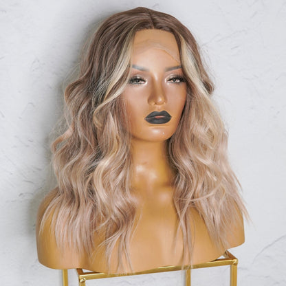 GEMMA ombre blonde synthetic curly lace front wig | Milk &amp; Honey Wigs
