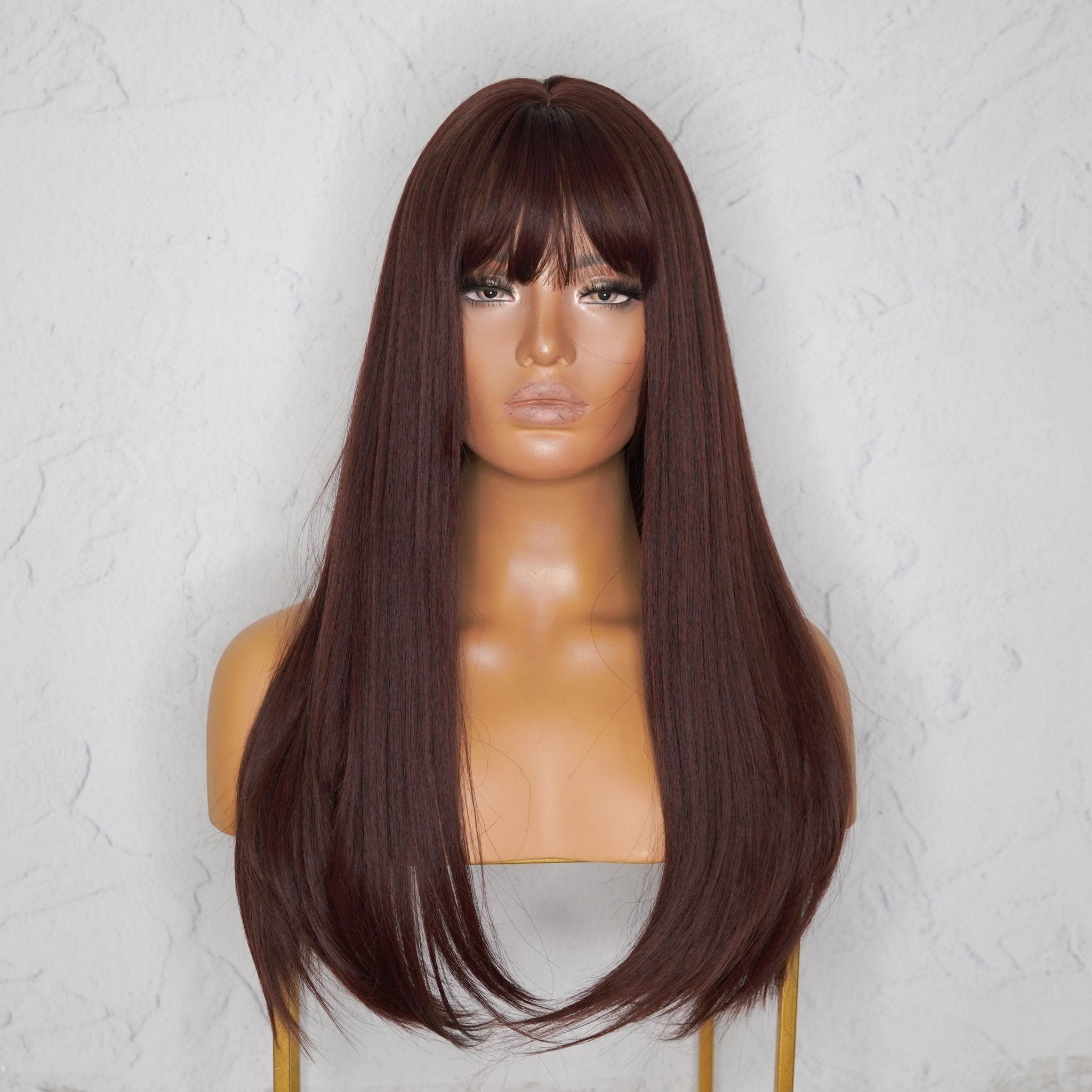 GEORGIE - Brown - Fringe Wig | Brown, 22 Inch, Fringe, Synthetic Hair | Milk &amp; Honey Wigs