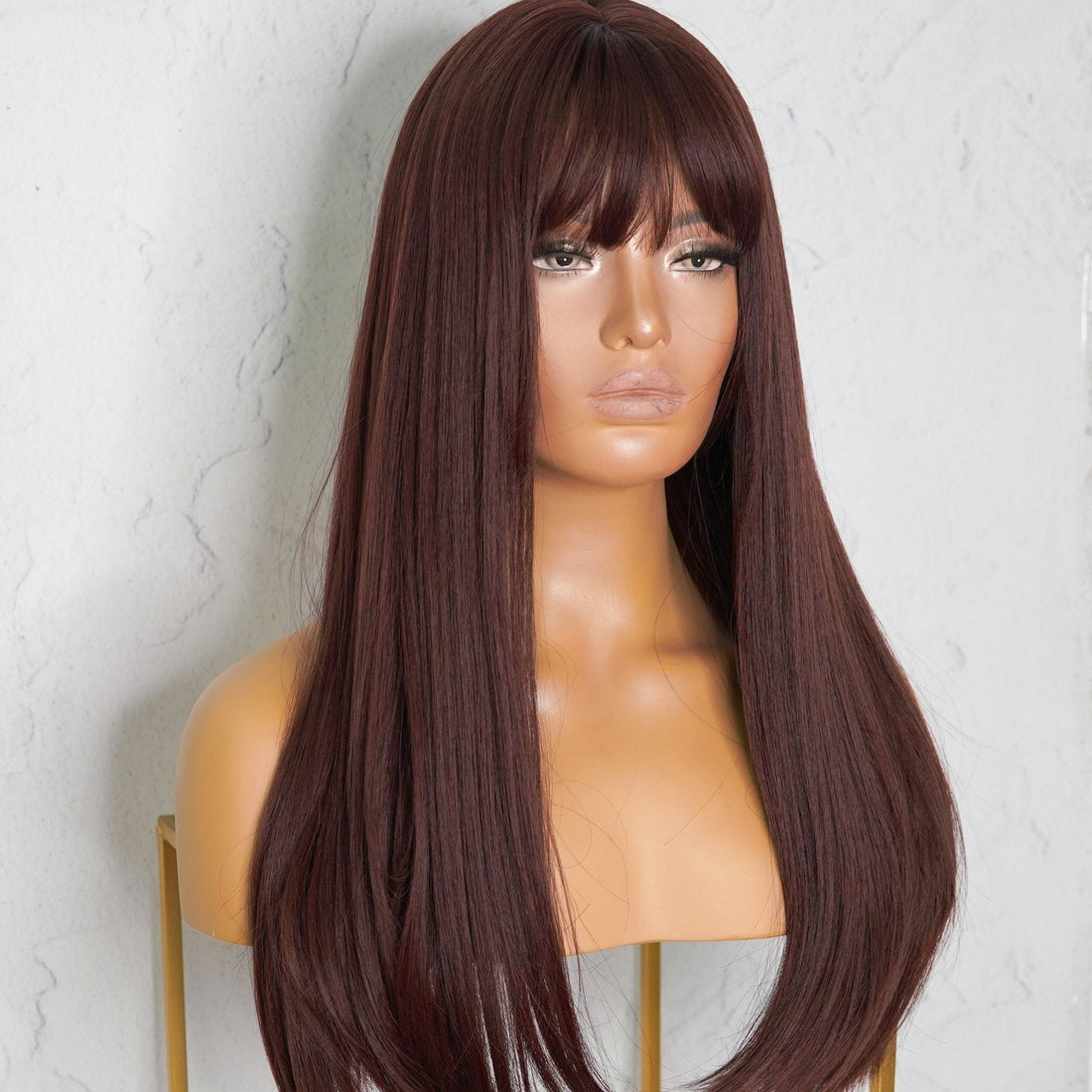 GEORGIE - Brown - Fringe Wig | Brown, 22 Inch, Fringe, Synthetic Hair | Milk &amp; Honey Wigs