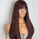 GEORGIE - Brown - Fringe Wig | Brown, 22 Inch, Fringe, Synthetic Hair | Milk & Honey Wigs
