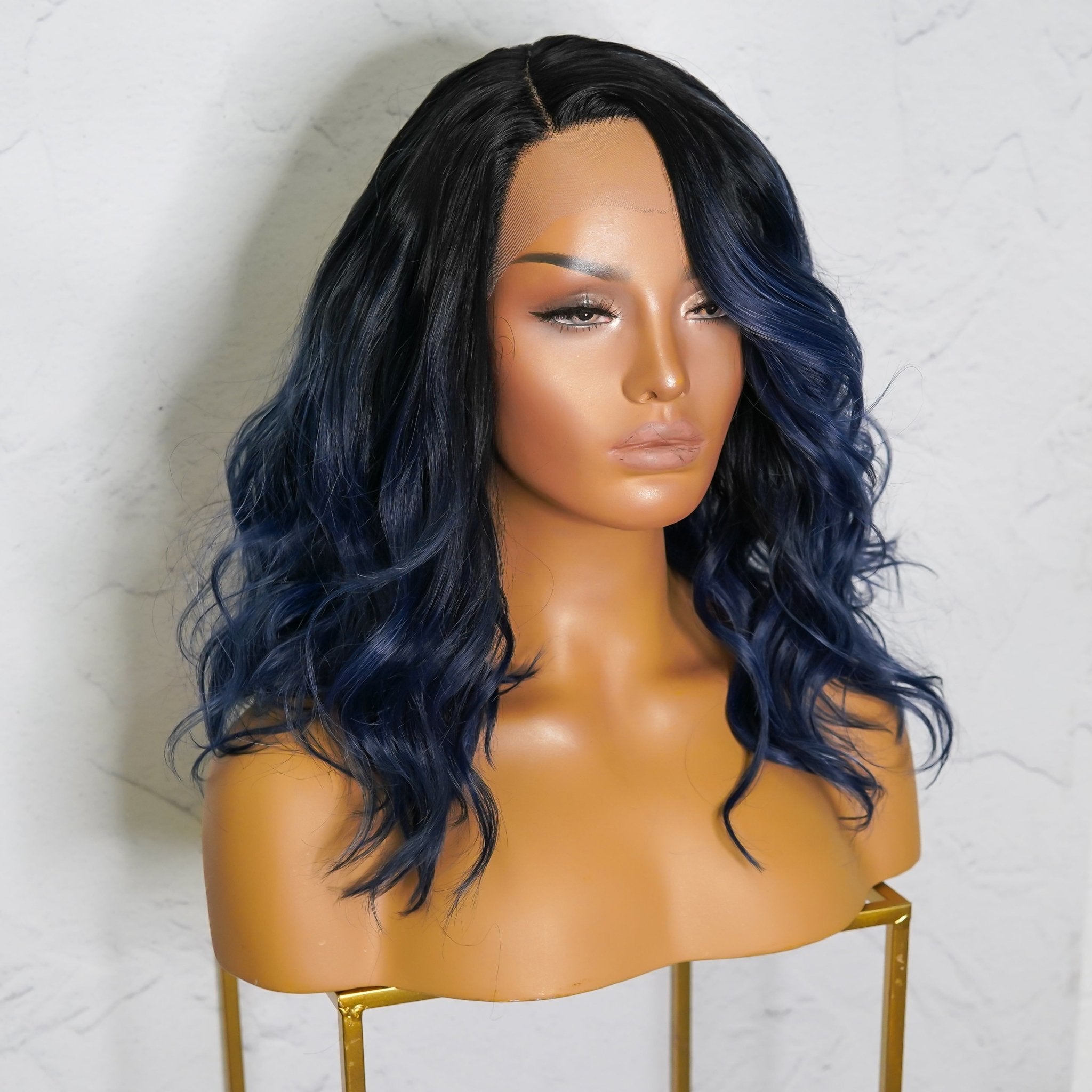 GINA - Blue - Lace Front Wig | Blue, 14 Inch, 13x4 Lace Front, Synthetic Hair | Milk &amp; Honey Wigs