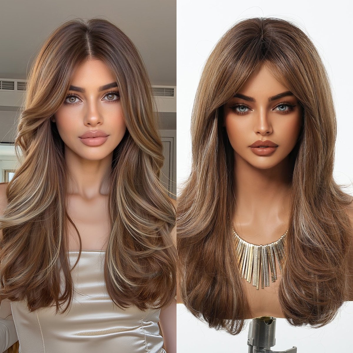 Golden Brown Layered Wig  - MARKETPLACE | Brown, Fringe, Synthetic Hair | Milk &amp; Honey Wigs