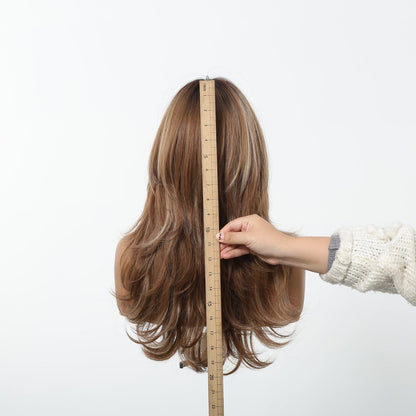 Golden Brown Layered synthetic layered lace front wig | Milk &amp; Honey Wigs