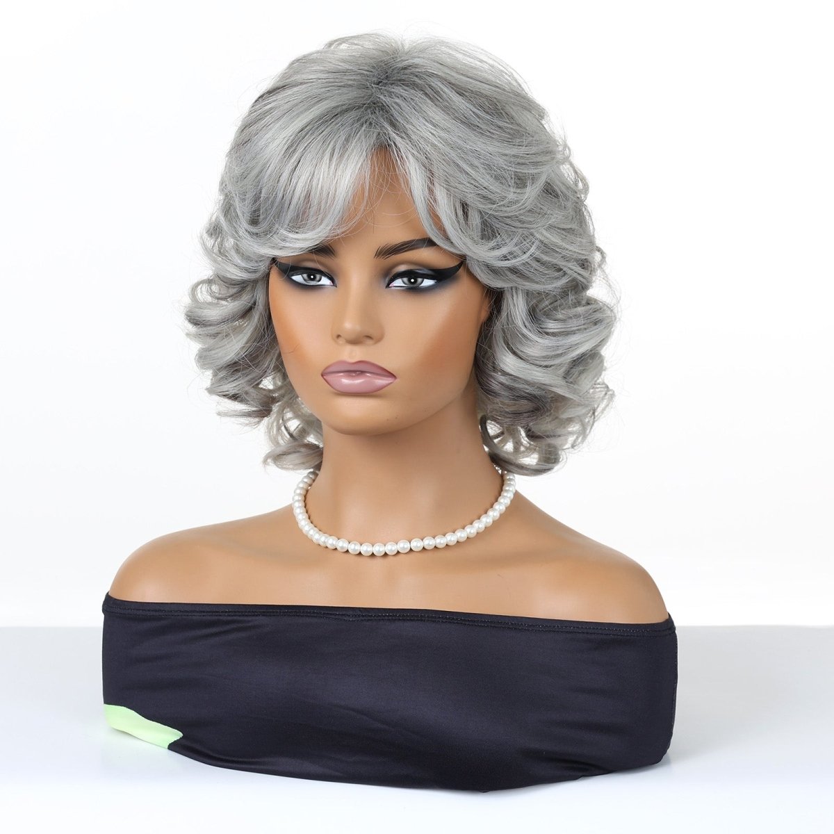 Grey Curl Fringe Wig - MARKETPLACE | Grey, Fringe, Synthetic Hair | Milk &amp; Honey Wigs