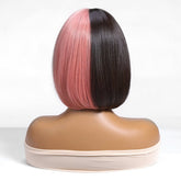 Half Pink Half Black Blunt Bob with Full Fringe Wig - MARKETPLACE | Pink, Fringe, Synthetic Hair | Milk & Honey Wigs