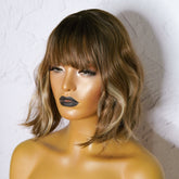 HARLOW - Brown Highlight - Fringe Wig | Brown, 12 Inch & Shorter, Fringe, Synthetic Hair | Milk & Honey Wigs