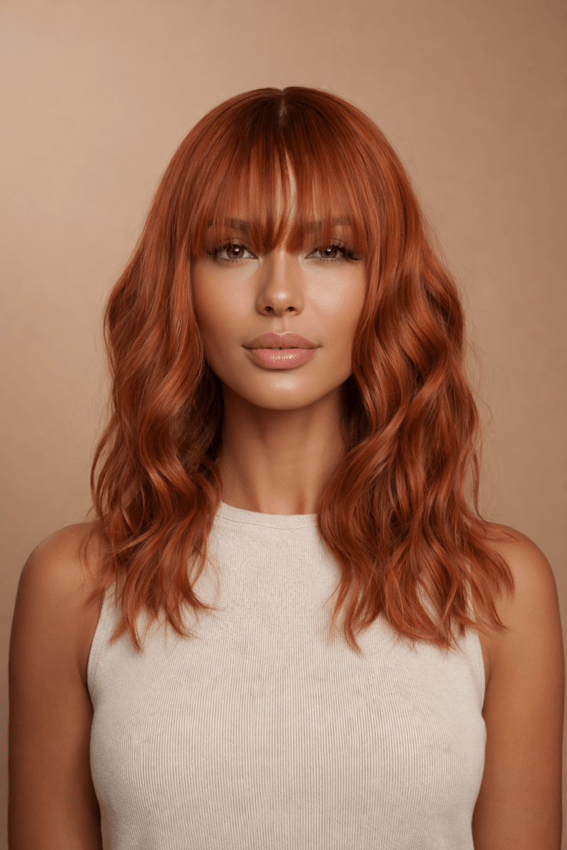 HAYLEY - Auburn - Fringe Wig | Ginger, 14 Inch, Fringe, Synthetic Hair | Milk &amp; Honey Wigs