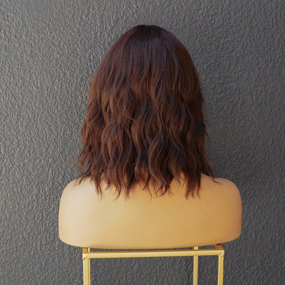 HAYLEY brown synthetic wavy bob fringe wig | Milk &amp; Honey Wigs