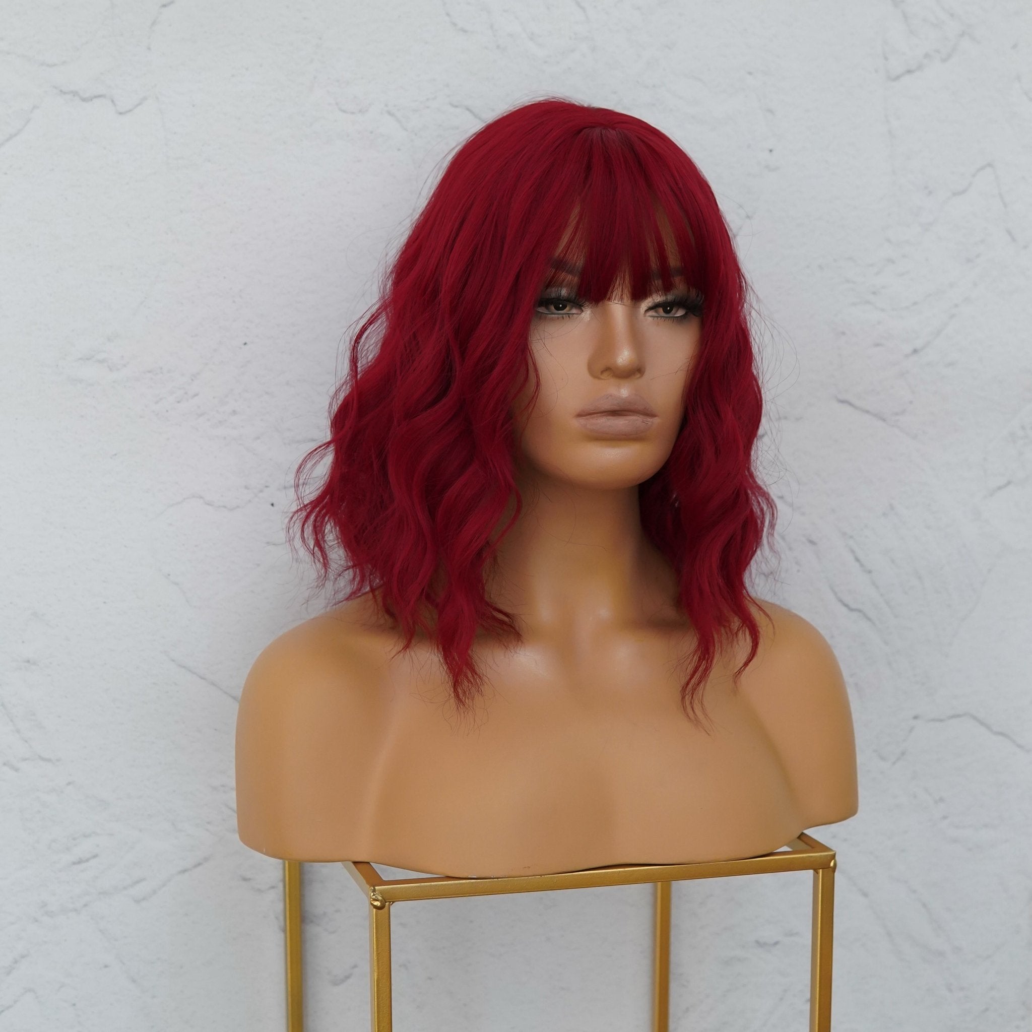 HAYLEY - Burgundy Red - Fringe Wig | Red, 12 Inch &amp; Shorter, Fringe, Synthetic Hair | Milk &amp; Honey Wigs