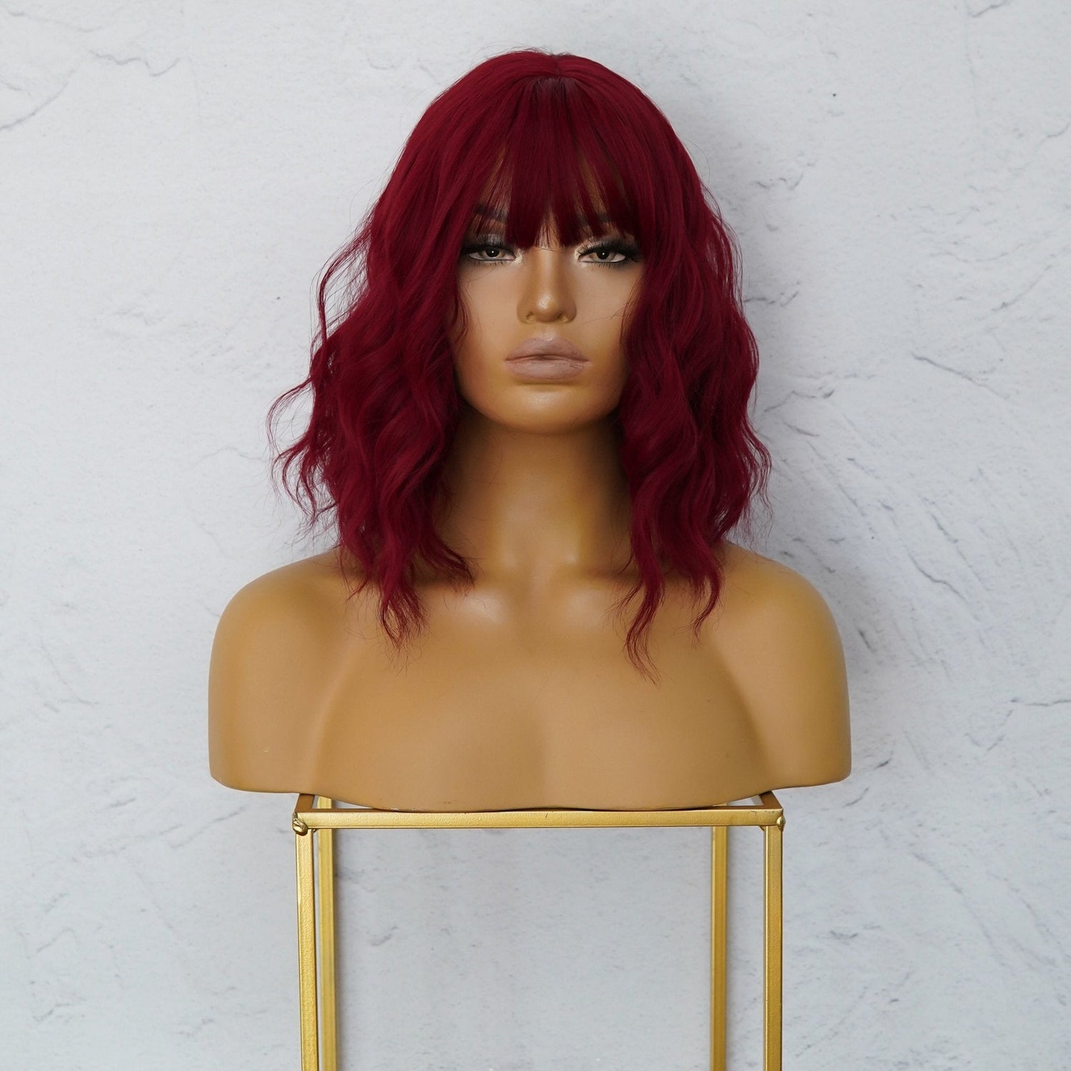 HAYLEY - Burgundy Red - Fringe Wig | Red, 12 Inch &amp; Shorter, Fringe, Synthetic Hair | Milk &amp; Honey Wigs